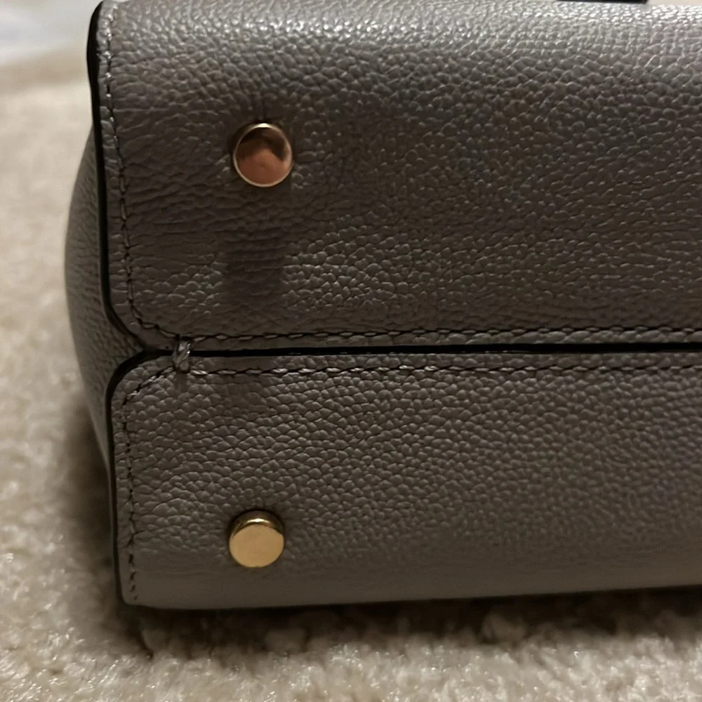 kate spade Pebbled Leather Crossbody in Light Gray with Gold Hardware